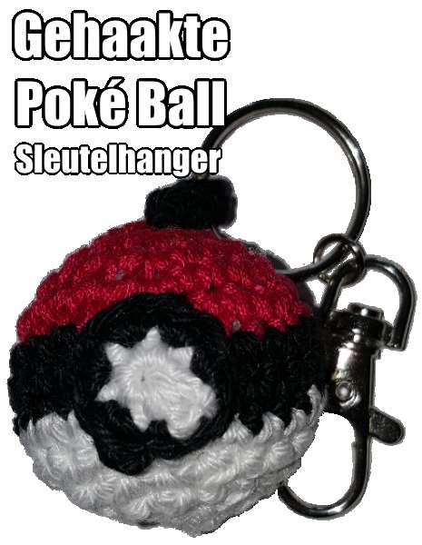 Gehaakte Poke Ball sleutelhanger