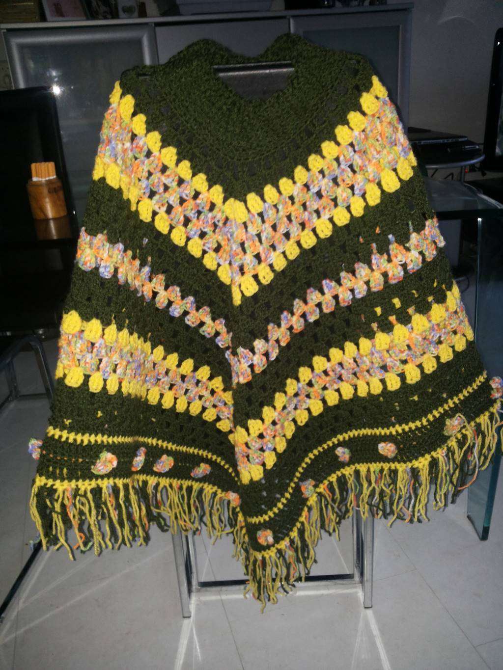 Gehaakte poncho herfstkleuren